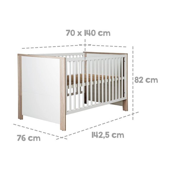 Lettino in colore bianco e naturale 70x140 cm Olaf - Roba-image-4