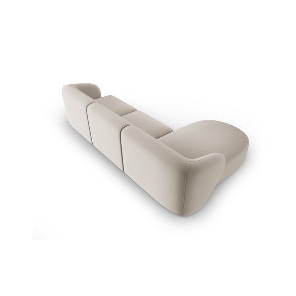 Divano angolare beige (con penisola a sinistra/con chaise lounge) con rivestimento in velluto Paolo – Milo Casa-image-3