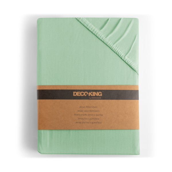 Lenzuolo con angoli verde chiaro in jersey 140x200 cm Amber – Restilo-image-4