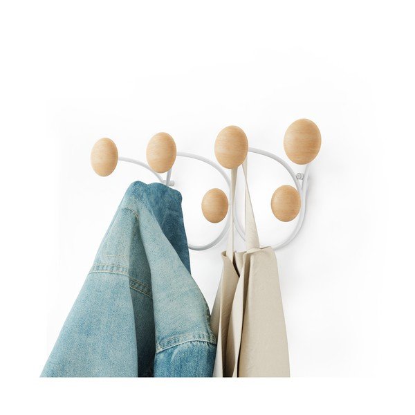 Appendiabiti da parete bianco naturale in legno di pino Dotsy - Umbra-image-4