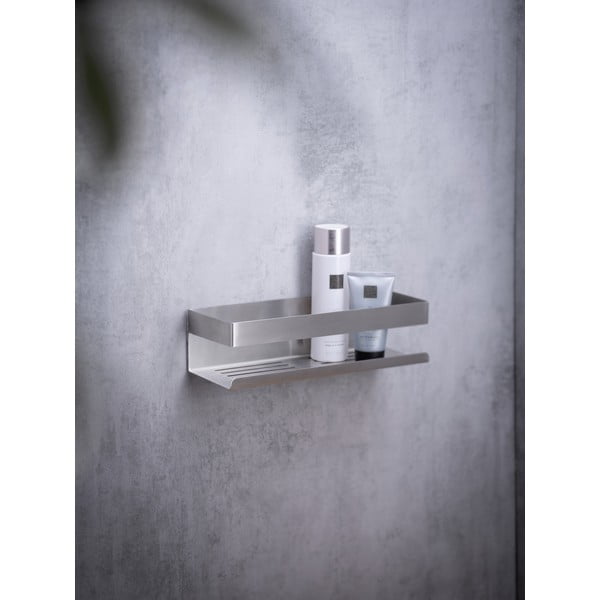 Mensola da bagno color argento opaco adesiva in acciaio inox Genova Matt - Wenko-image-1