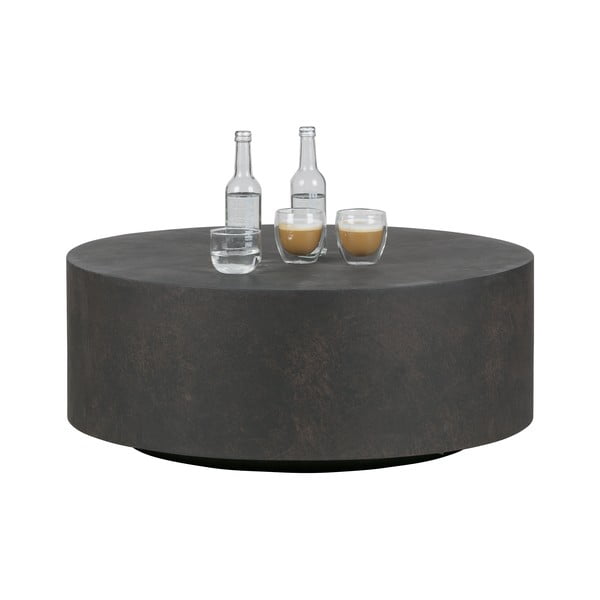 Tavolino in argilla fibrosa marrone scuro, Ø 80 cm Dean - WOOOD-image-1