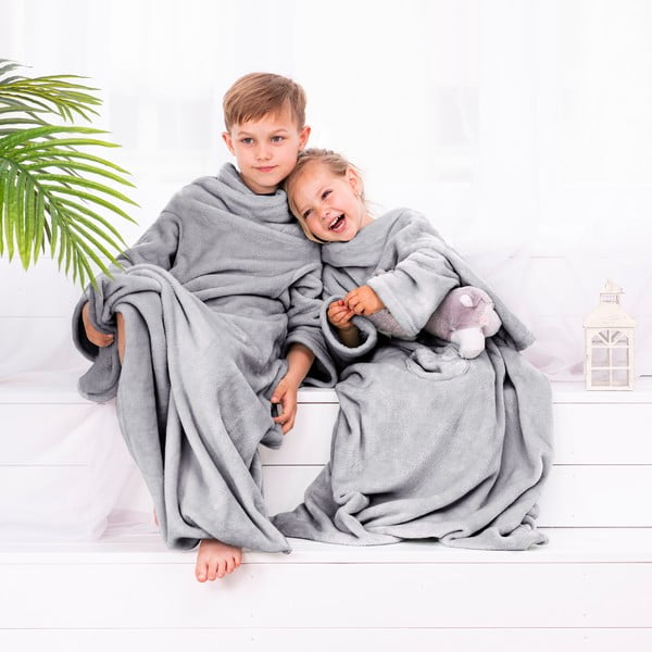 Coperta TV per bambini grigia con maniche Lazykids Lazy Kids - DecoKing-image-3