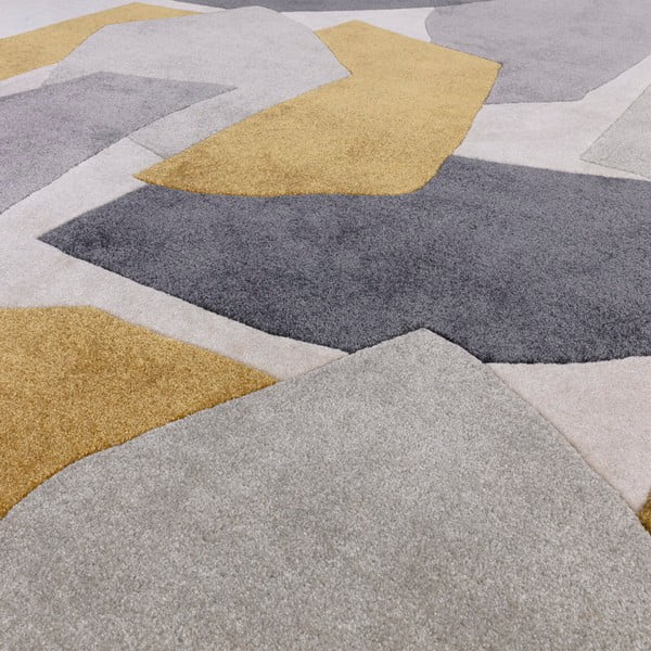 Tappeto in fibra riciclata tessuta a mano in giallo ocra e grigio 160x230 cm Romy - Asiatic Carpets-image-1