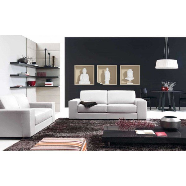 Set di 3 adesivi con effetto 3D Buddha bianco - Ambiance-image-2