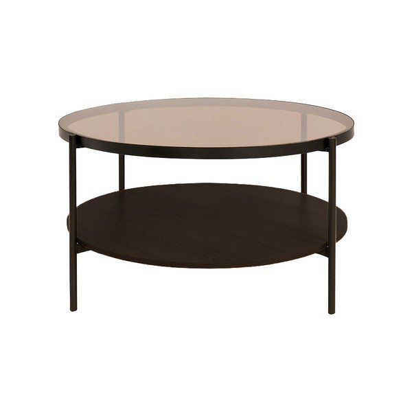 Tavolino da salotto rotondo marrone con piano in vetro ø 84 cm Hassel – Unique Furniture