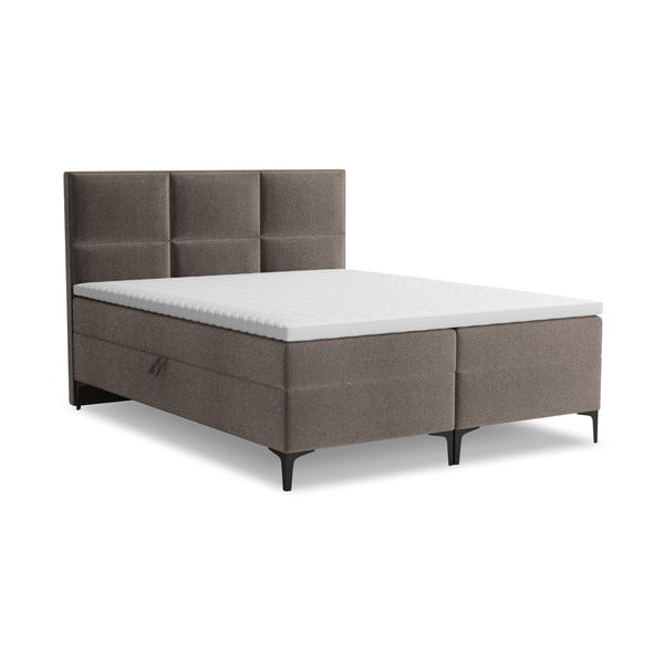 Letto boxspring marrone con contenitore 160x200 cm Pakalana – Makamii