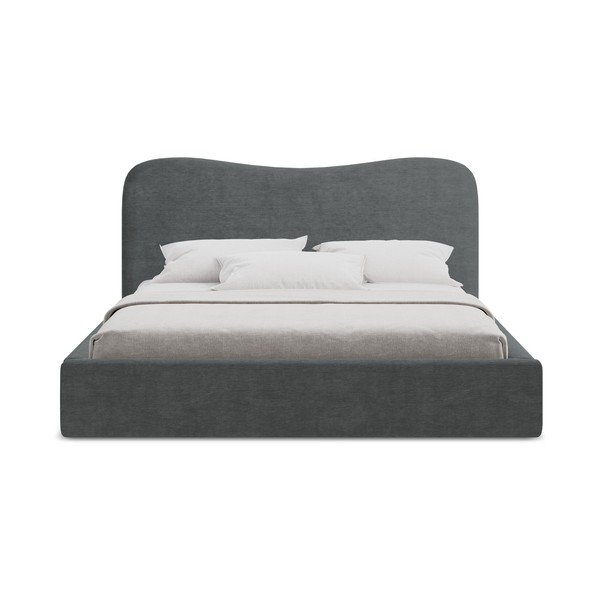 Letto matrimoniale imbottito grigio scuro con contenitore con rete inclusa 180x200 cm Kahai – Makamii-image-4