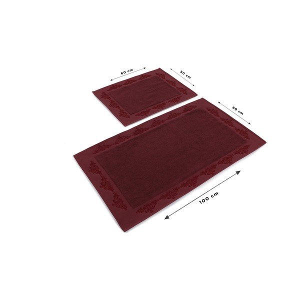 Set di 2 tappetini da bagno in cotone bordeaux Hobby Sapphire - Foutastic-image-3