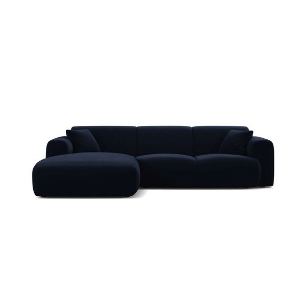 Divano angolare blu scuro (con penisola a sinistra/con chaise lounge) con rivestimento in velluto Molino – Micadoni -image-2