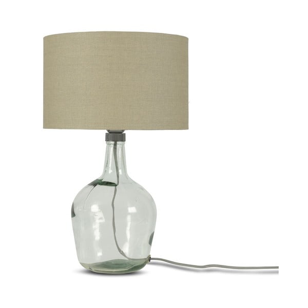 Lampada da tavolo con paralume beige e struttura in vetro riciclato di Murano, ⌀ 30 cm - Good&Mojo
