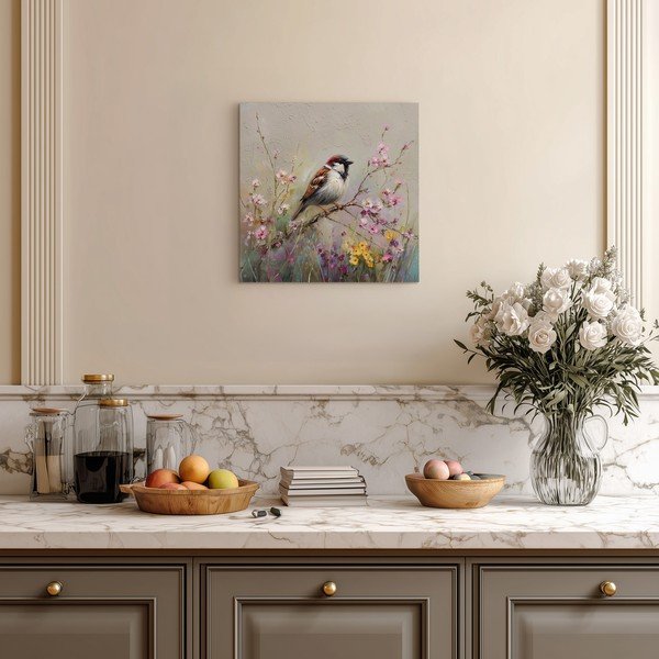 Dipinto stampato dipinto su tela 32x32 cm Sparrow – Styler-image-1
