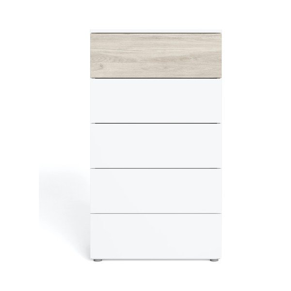 Cassettiera alta bianca in rovere 62x111 cm Sahara - Marckeric