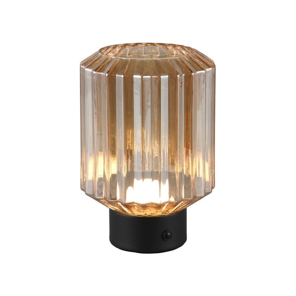 Lampada da tavolo LED dimmerabile nera e beige con paralume in vetro (altezza 19,5 cm) Lord - Trio-image-1