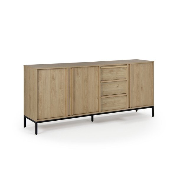 Credenza di colore naturale con effetto rovere 180x80x40 cm Luc – Marckeric-image-4