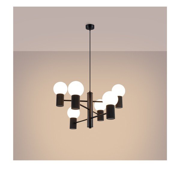 Lampadario nero con paralume in vetro Orbital – Sollux-image-4