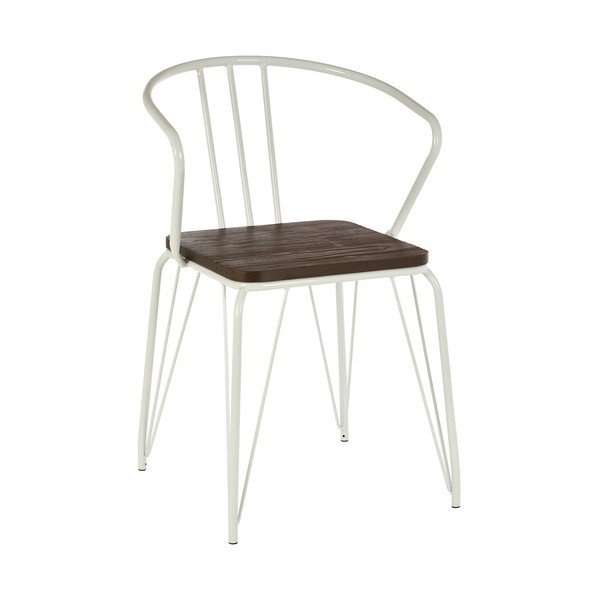 Sedia da pranzo bianca/di colore naturale in olmo massiccio District – Premier Housewares