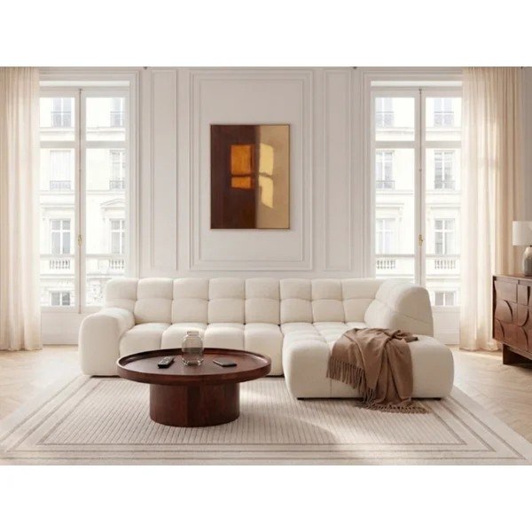 Divano angolare bianco allungabile/con movimento relax elettrico (con penisola a destra/a L) Andre – Bobochic Paris-image-1