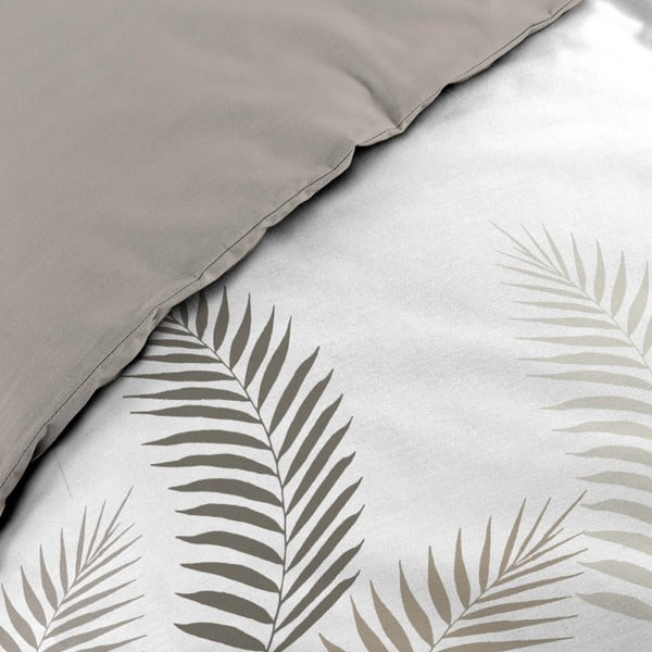 Set copripiumino e federa bianco e grigio tortora in cotone per letto matrimoniale e per letto esteso 240x220 cm Goyave – douceur d'intérieur-image-4