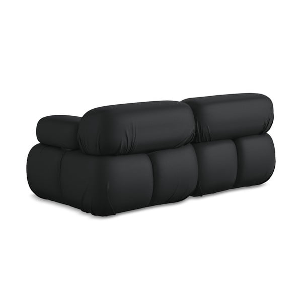 Divano componibile nero con rivestimento in finta pelle 190 cm Lokua – Makamii-image-4