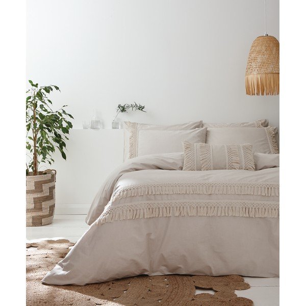 Biancheria da letto in cotone grigio e beige, 200 x 200 cm Izmir - Pineapple Elephant-image-4