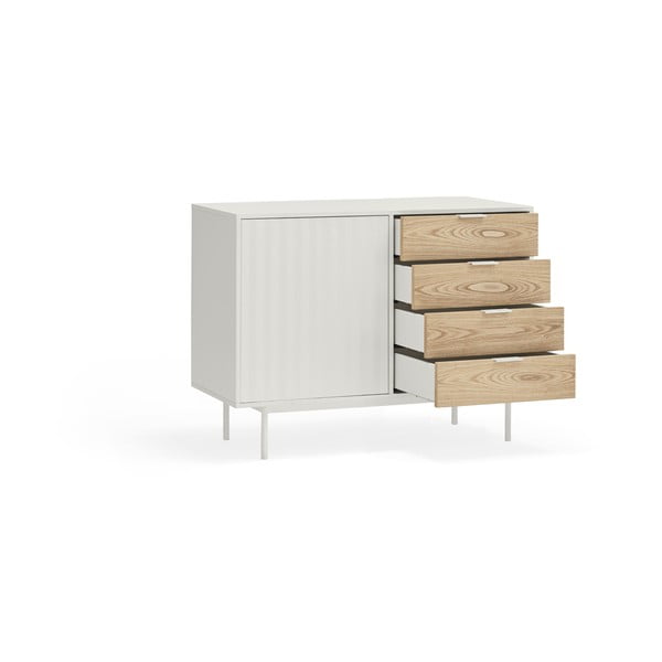 Cassettiera bassa bianca effetto rovere 108x80 cm Sierra - Teulat-image-4