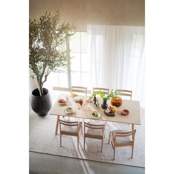 Sedia da pranzo color crema/colore naturale chiaro in rovere massiccio Kerwin – Rowico-image-1