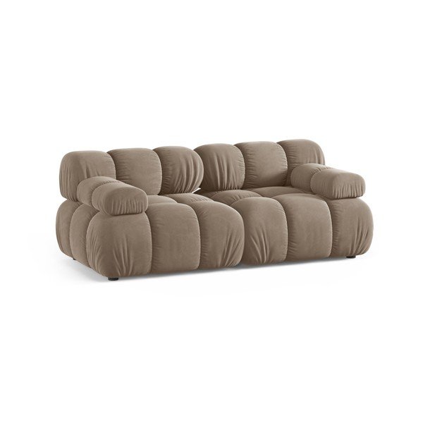 Divano componibile beige con rivestimento in velluto 188 cm – Micadoni -image-1