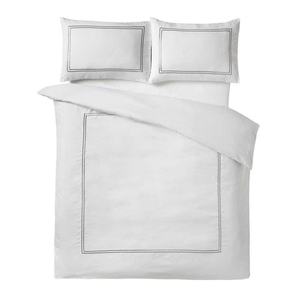 Set copripiumino e federa bianco in raso di seta per letto singolo 135x200 cm So Soft Mono Satin Stitch – Catherine Lansfield | Biancheria da letto