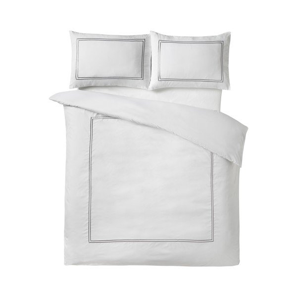 Set copripiumino e federa bianco in raso di seta per letto singolo 135x200 cm So Soft Mono Satin Stitch – Catherine Lansfield