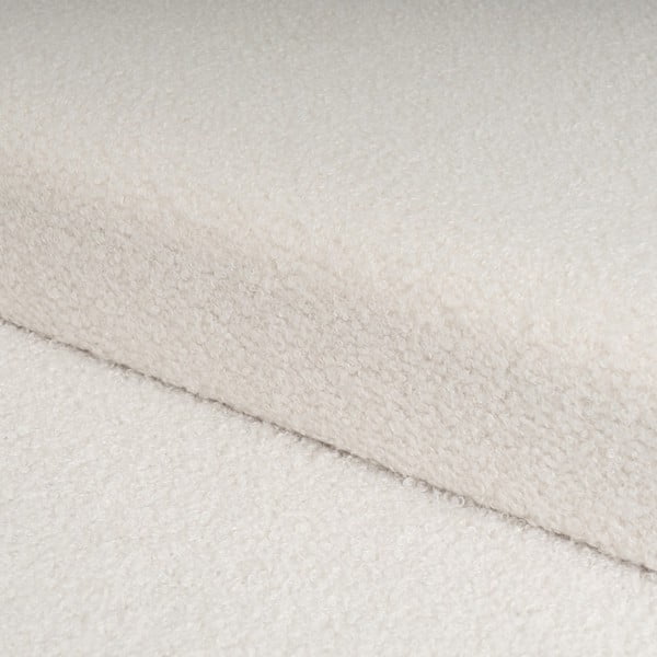 Poggiapiedi in tessuto bouclé bianco Ecru - Casa Selección-image-1