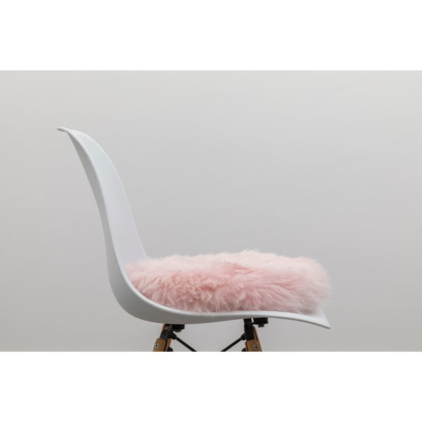 Cuscino di seduta in pelle di pecora rosa Rotondo, ⌀ 40 cm - Native Natural-image-3