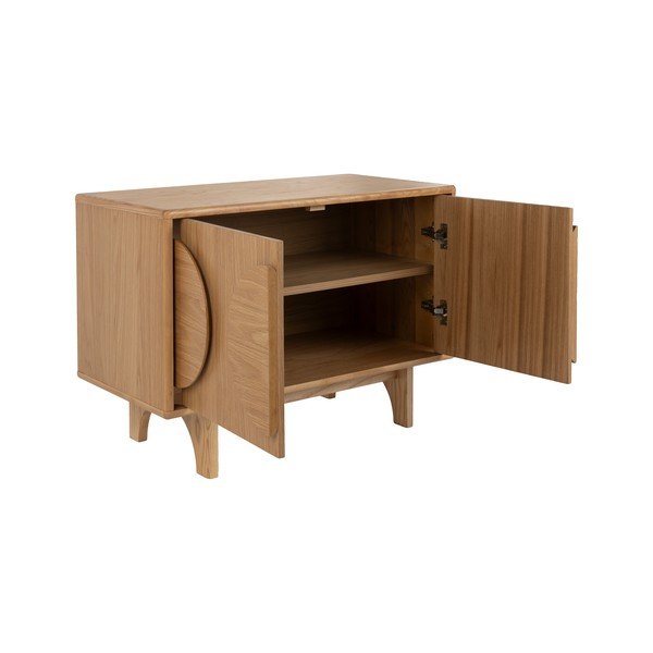 Cassettiera bassa in rovere decorato in colore naturale 82x58 cm Groove - Zuiver-image-2