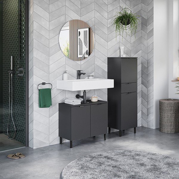Mobile da lavabo antracite 60x56 cm Arcena - Germania-image-1