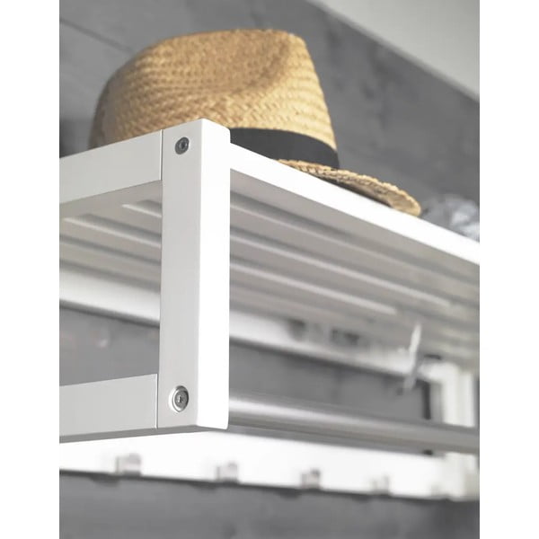 Attaccapanni bianco in legno di quercia con ripiano e 6 ganci Confetti - Rowico-image-1