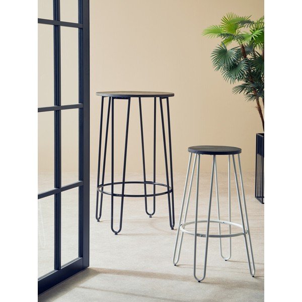 Sedia da bar bianca/di colore naturale in olmo massiccio (altezza della seduta 75 cm) District – Premier Housewares-image-3