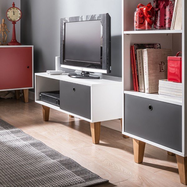 Tavolo TV bianco e grigio Concept - Vox-image-1