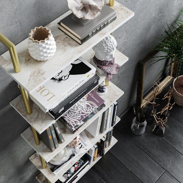 Scaffale bianco in marmo 60x174 cm Paula - Kalune Design-image-3