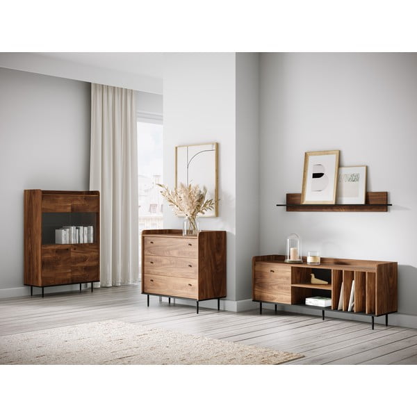 Cassettiera bassa in noce 90x90 cm Ely - Cosmopolitan Design-image-1