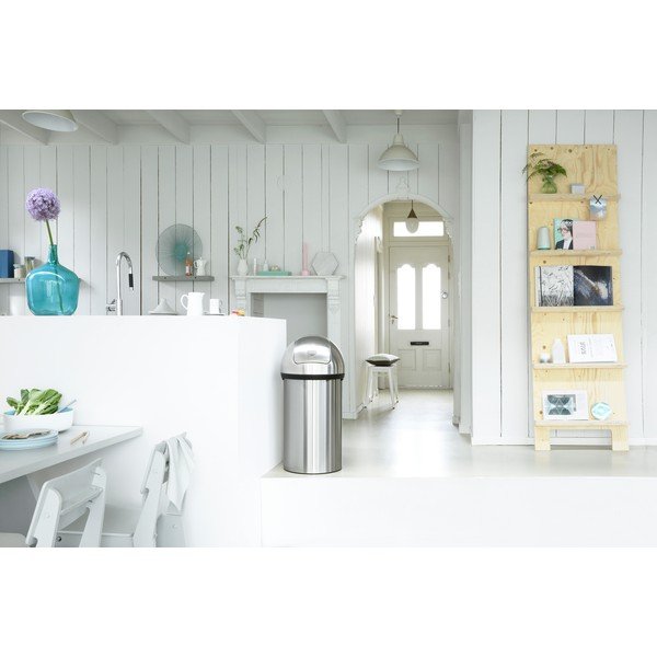 Bidone in acciaio argento opaco 60 l Push Bin - Brabantia-image-1