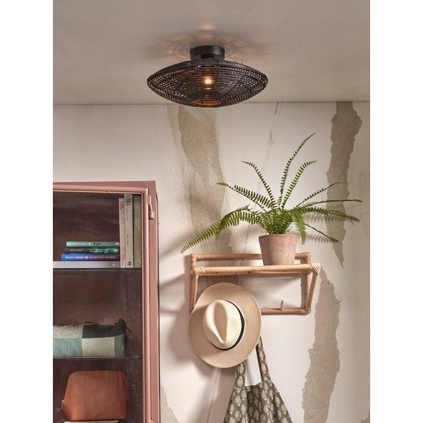 Lampada da soffitto nera con paralume in rattan ø 40 cm Tanami - Good&Mojo-image-1
