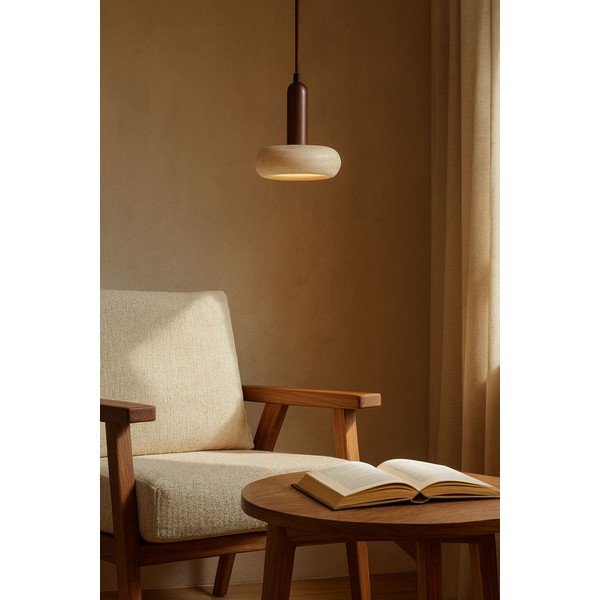 Lampadario LED marrone/beige con paralume in pietra ø 15 cm Karo – Opviq lights-image-3