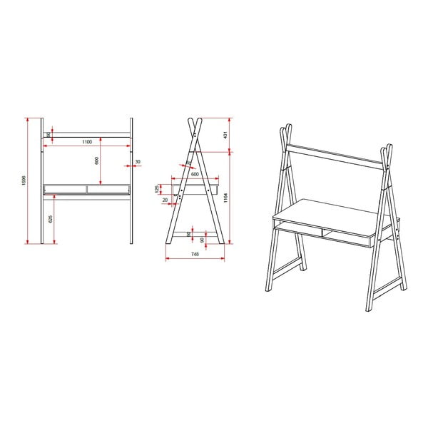 Scrivania bianca per bambini Kiddy - Vipack-image-2