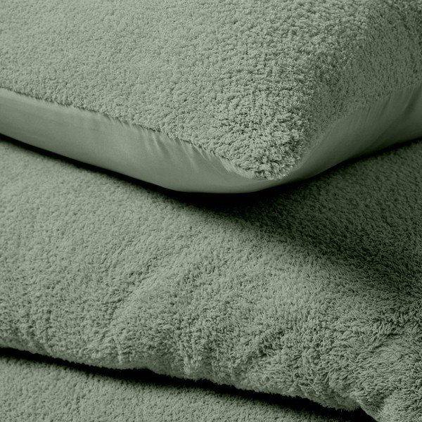 Set copripiumino e federa verde in micropile per letto matrimoniale ed esteso 240x220 cm Helena – douceur d'intérieur-image-2