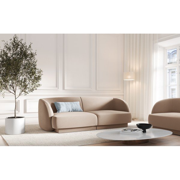 Divano in velluto beige 184 cm Miley - Micadoni Home-image-1