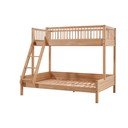 Letto da bambini a castello di colore naturale in rovere massiccio con rete inclusa 140x200/90x200 cm Forrest – Vipack