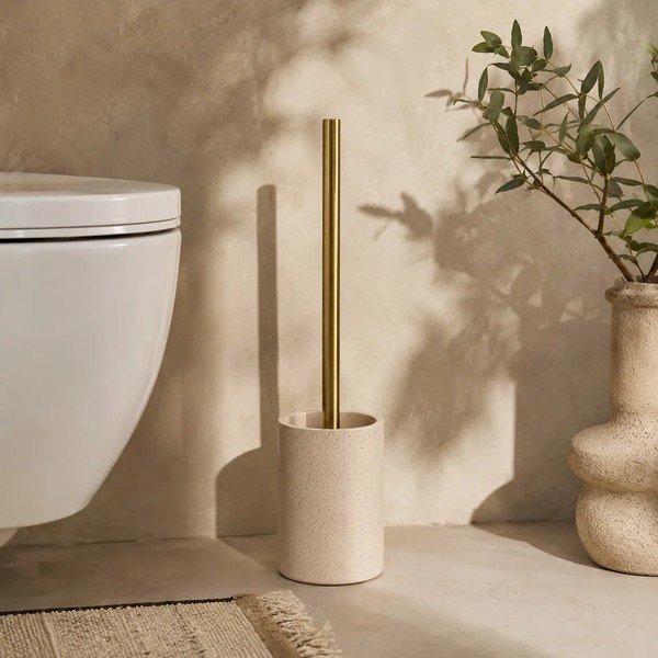 Scopino WC beige in poliresina Oria – douceur d'intérieur-image-1