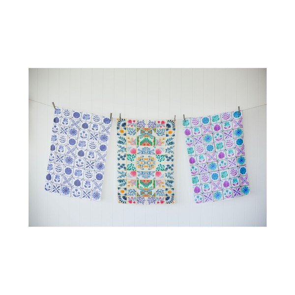Set di 3 asciugamani da cucina Mediterranean Tiles - Surdic
