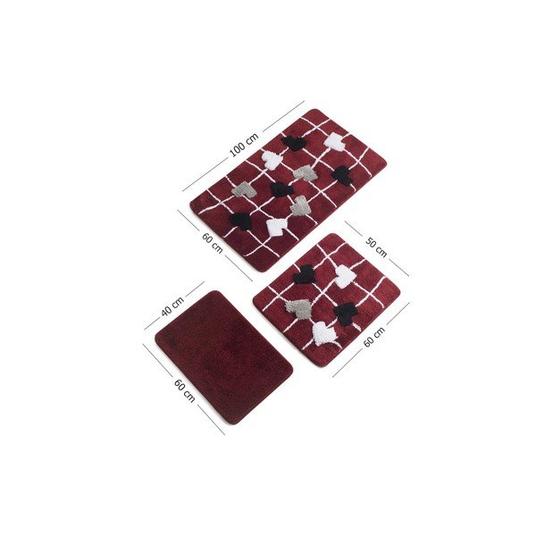 Set di 3 tappetini da bagno rossi Kalbim - Foutastic-image-4