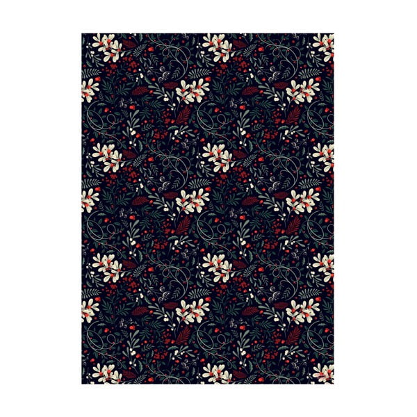 5 fogli di carta da regalo nera, 50 x 70 cm Winter Floral - eleanor stuart-image-1